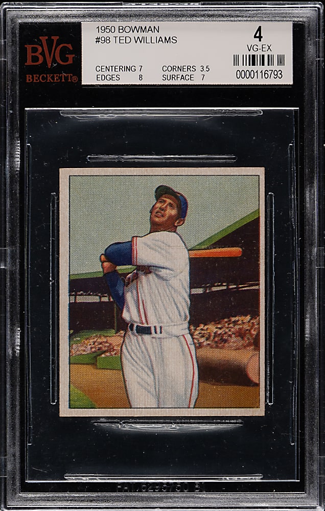 1950 Bowman #98 Ted Williams BVG VG-EX 4