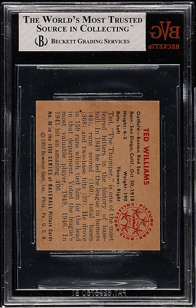 1950 Bowman #98 Ted Williams BVG VG-EX 4