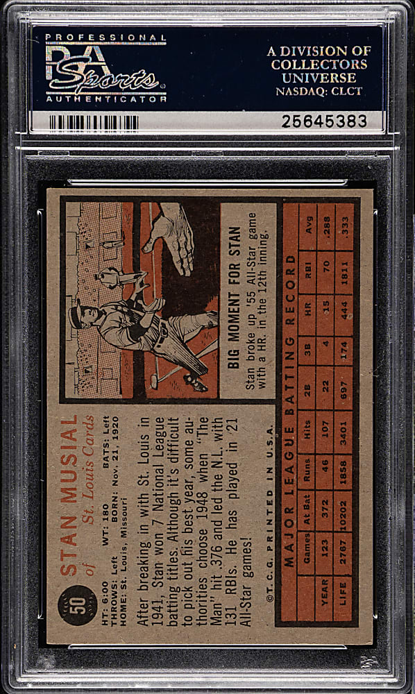 1962 Topps #50 Stan Musial PSA EX-MT 6