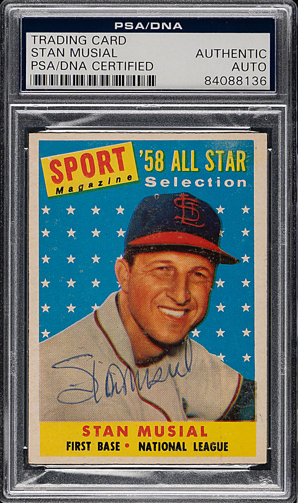 Signed 1958 Topps #476 Stan Musial All-Star - PSA/DNA