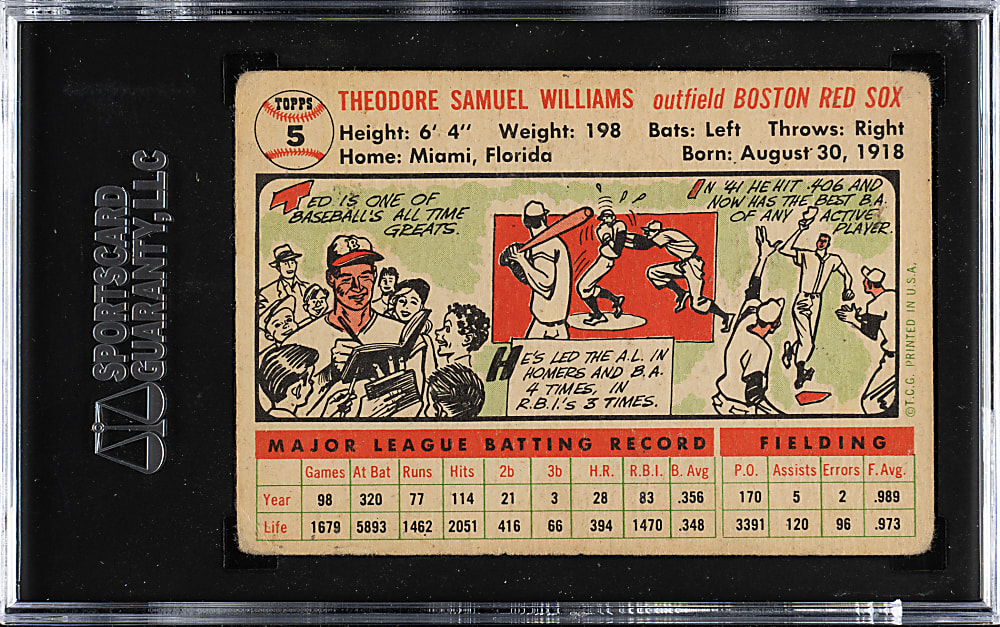 1956 Topps #5 Ted Williams White Back SGC FAIR 1.5