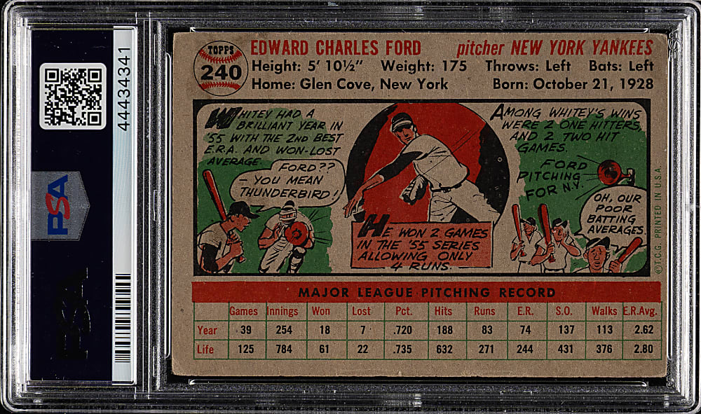 1956 Topps #240 Whitey Ford PSA GOOD 2