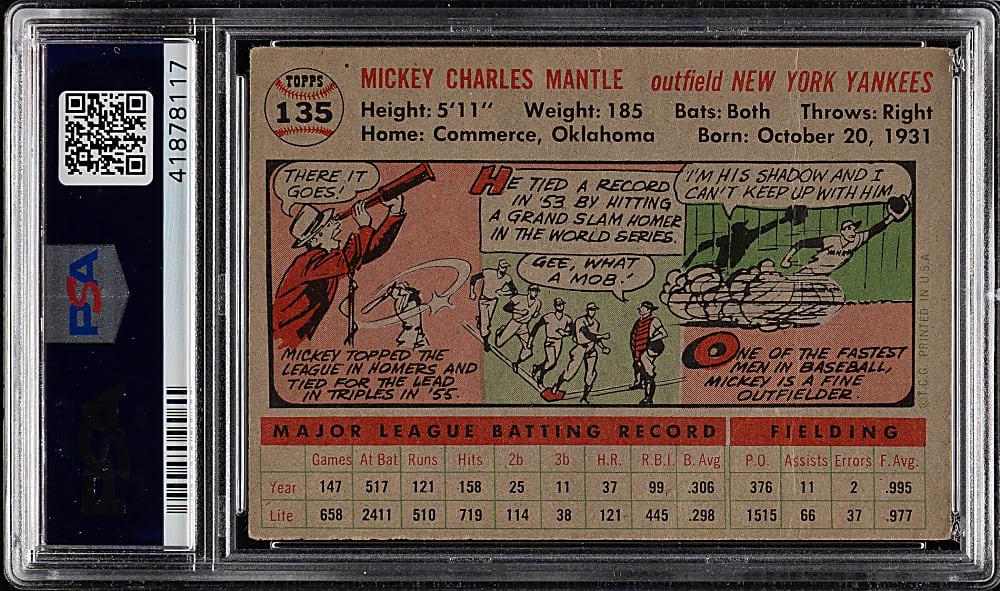 1956 Topps #135 Mickey Mantle Gray Back PSA GOOD 2