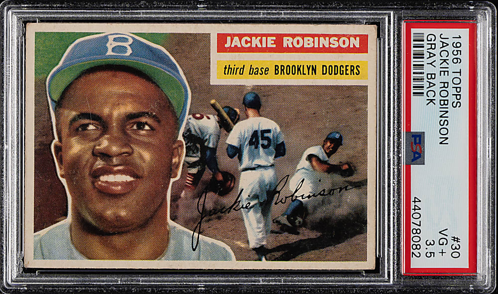 1956 Topps #30 Jackie Robinson Gray Back PSA VG+ 3.5