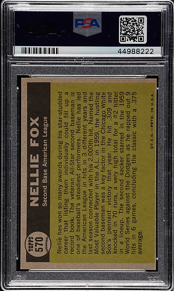 1961 Topps #570 Nellie Fox All-Star PSA MINT 9
