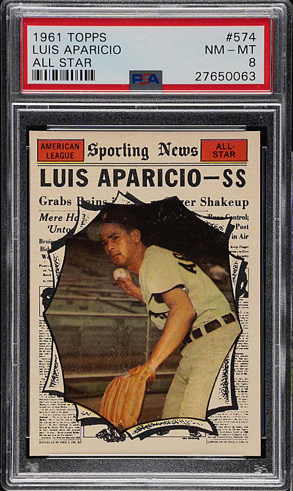 1961 Topps #574 Luis Aparicio All-Star PSA NM-MT 8