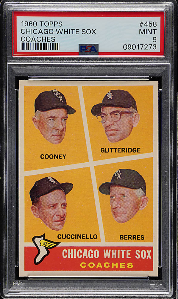 1960 Topps #458 Chicago White Sox Coaches PSA MINT 9
