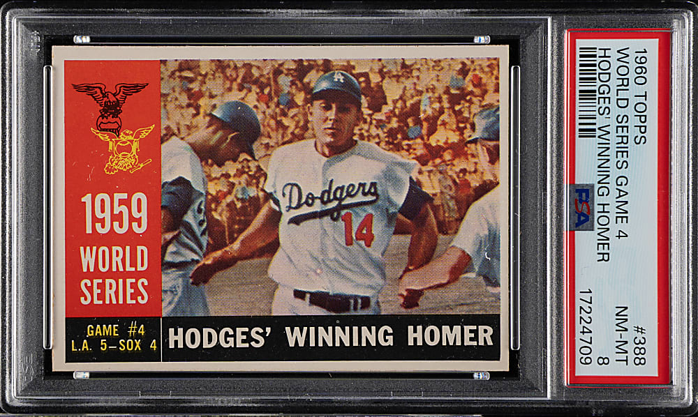 1960 Topps #388 Gil Hodges' Winning Homer PSA NM-MT 8
