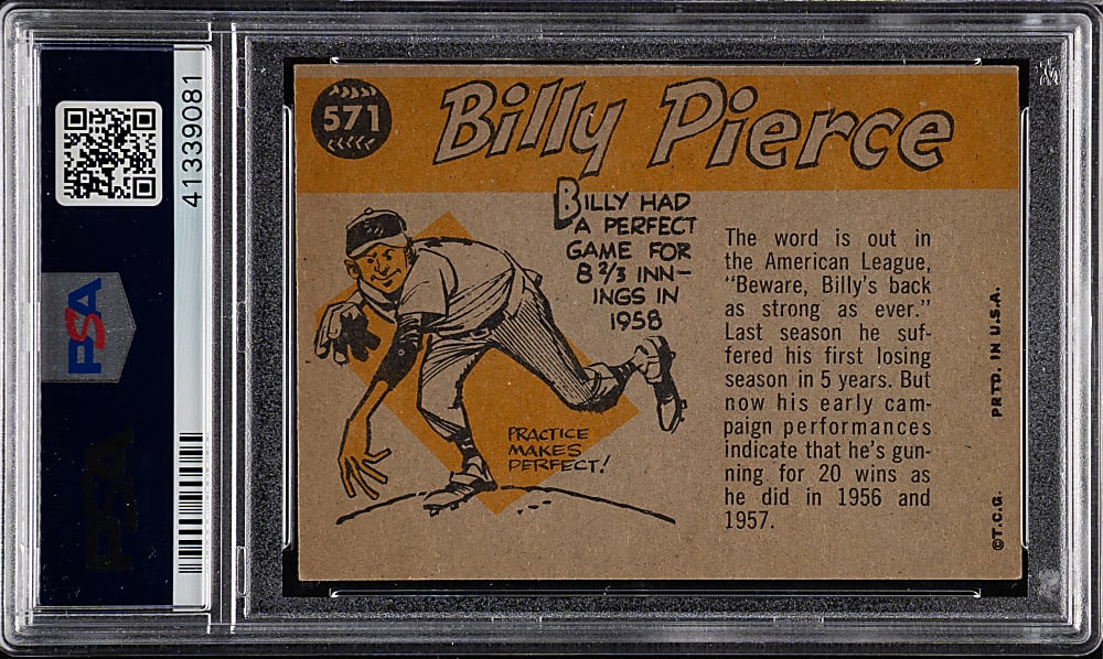 1960 Topps #571 Billy Pierce All-Star PSA NM-MT 8