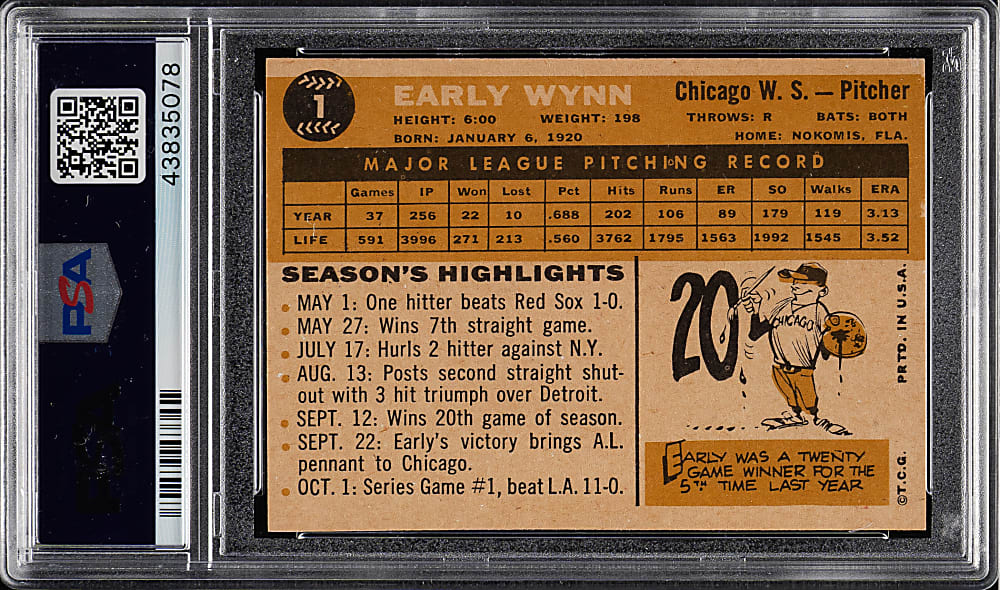 1960 Topps #1 Early Wynn PSA NM-MT 8