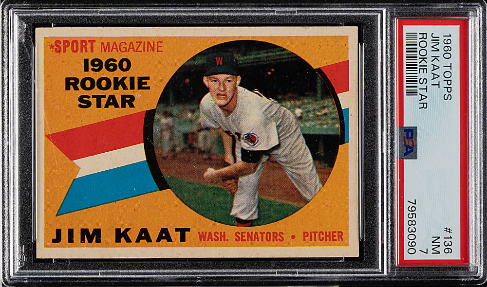 1960 Topps #136 Jim Kaat Rookie PSA NM 7