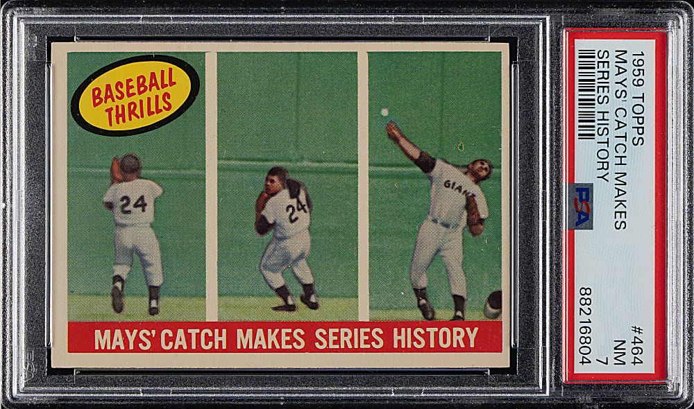 1959 Topps #464 Willie Mays' Catch Makes Series History PSA NM 7