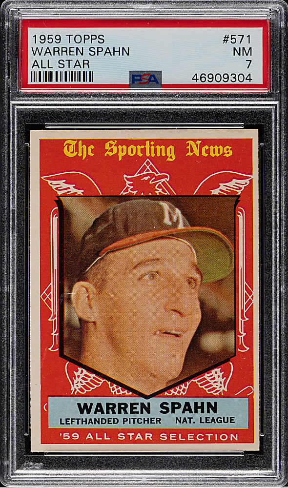 1959 Topps #571 Warren Spahn All-Star PSA NM 7