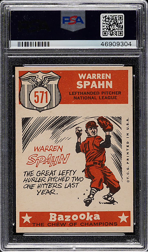 1959 Topps #571 Warren Spahn All-Star PSA NM 7