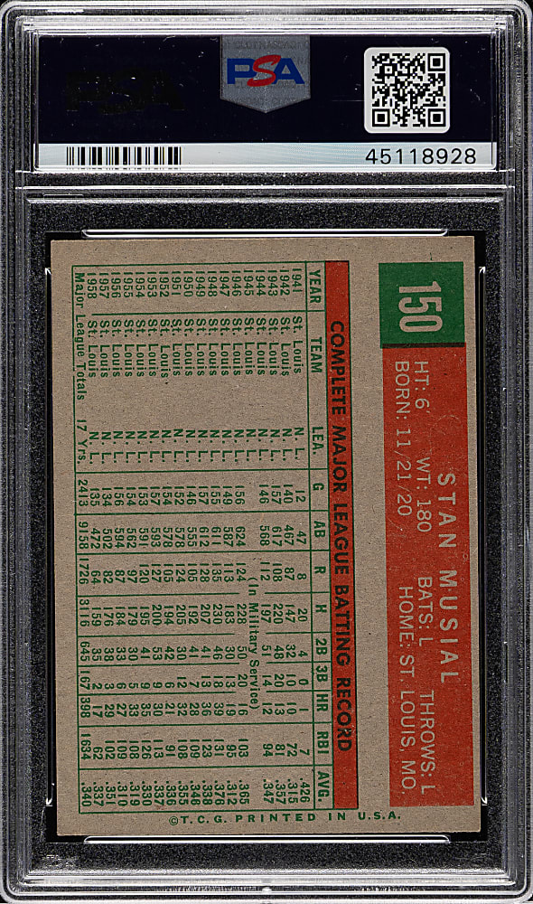 1959 Topps #150 Stan Musial PSA NM 7