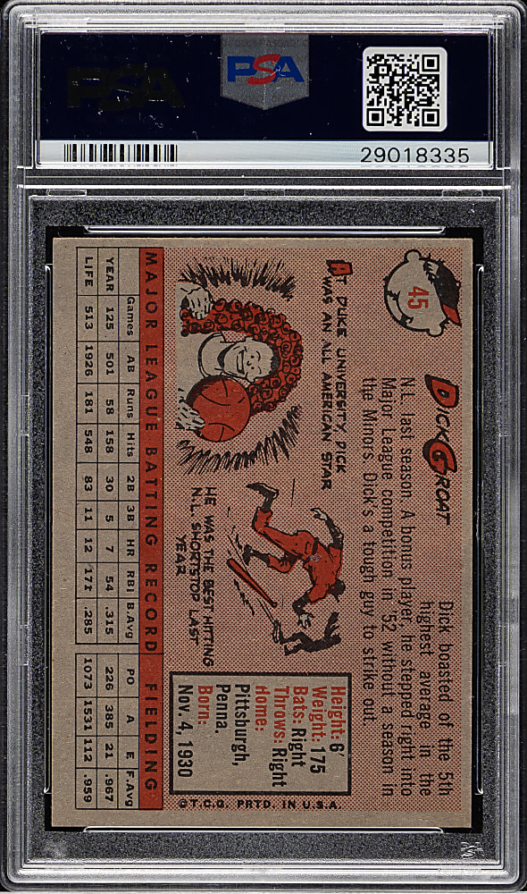 1958 Topps #45 Dick Groat PSA NM-MT 8