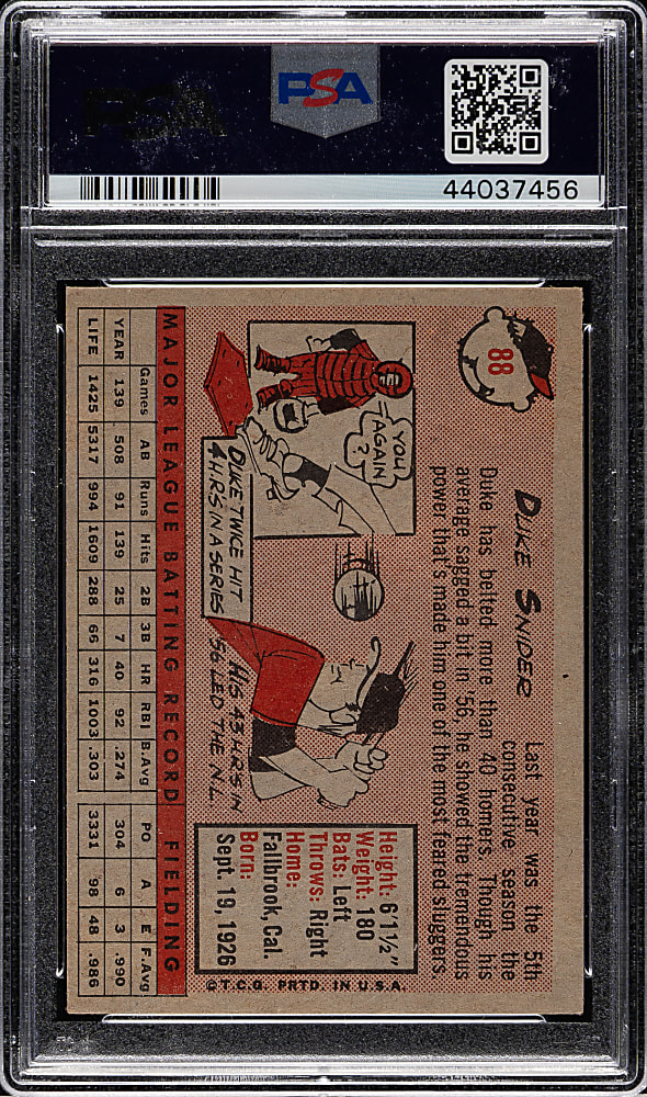 1958 Topps #88 Duke Snider PSA NM 7