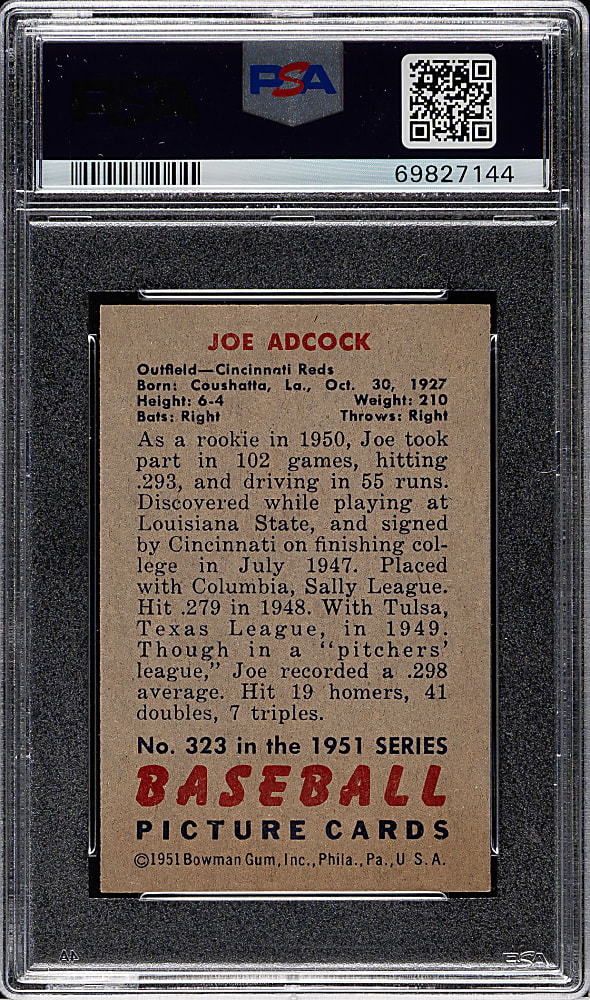 1951 Bowman #323 Joe Adcock Rookie PSA NM-MT 8