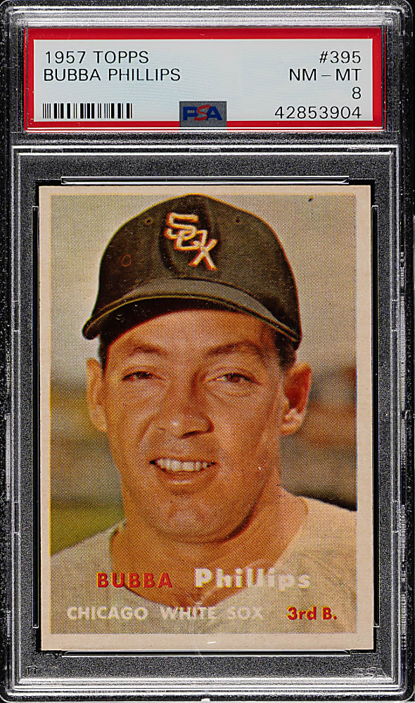 1957 Topps #395 Bubba Phillips PSA NM-MT 8