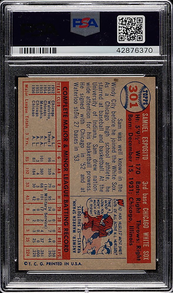 1957 Topps #301 Sam Esposito PSA NM-MT 8