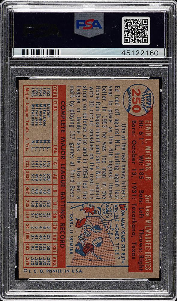 1957 Topps #250 Ed Mathews PSA NM-MT 8