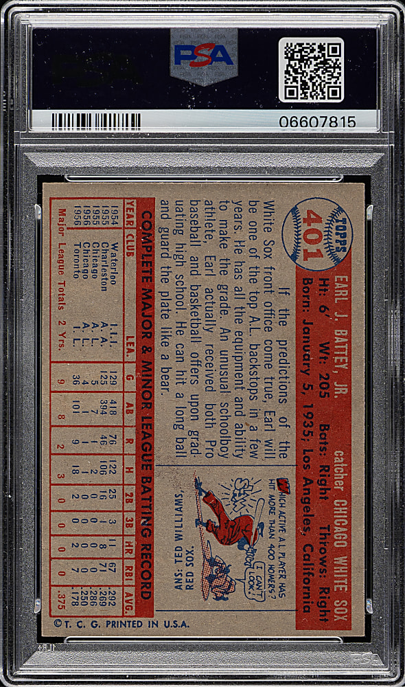 1957 Topps #401 Earl Battey PSA NM-MT 8