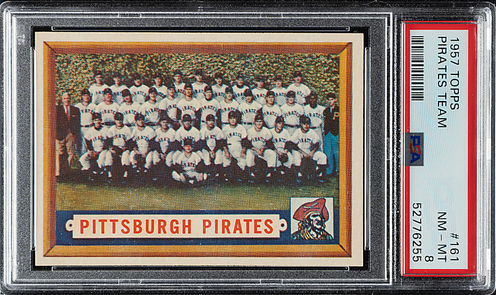 1957 Topps #161 Pittsburgh Pirates Team PSA NM-MT 8