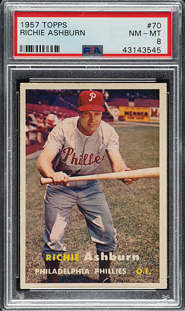 1957 Topps #70 Richie AShburn PSA NM-MT 8