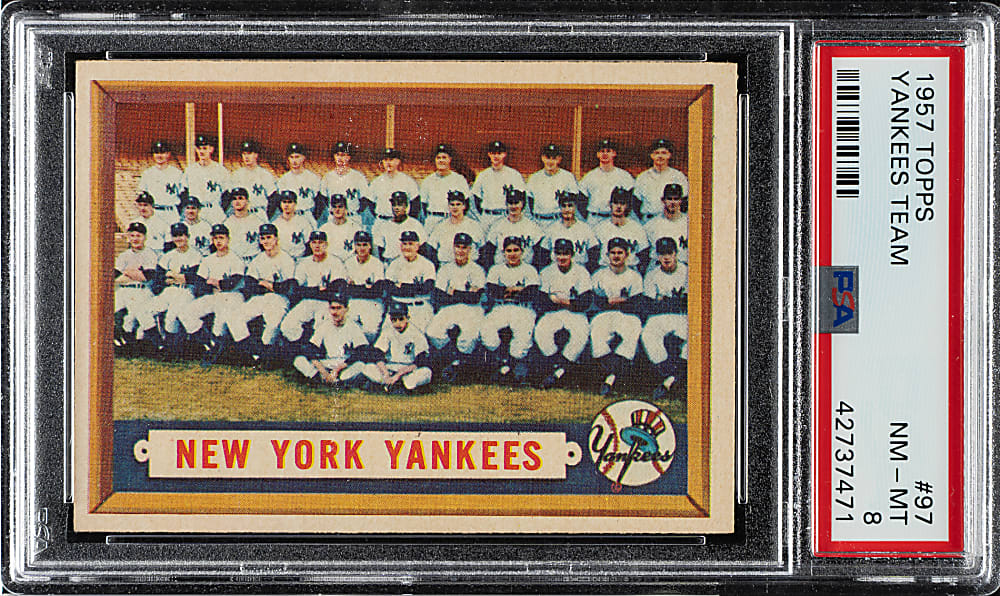 1957 Topps #97 New York Yankees Team PSA NM-MT 8