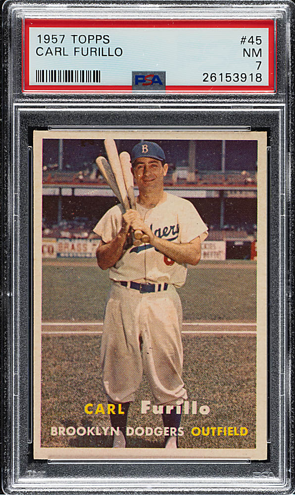 1957 Topps #45 Carl Furillo PSA NM 7