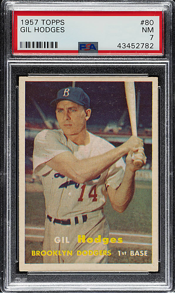 1957 Topps #80 Gil Hodges PSA NM 7