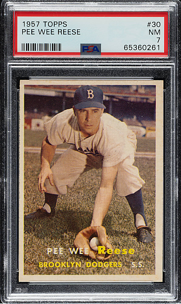 1957 Topps #30 Pee Wee Reese PSA NM 7