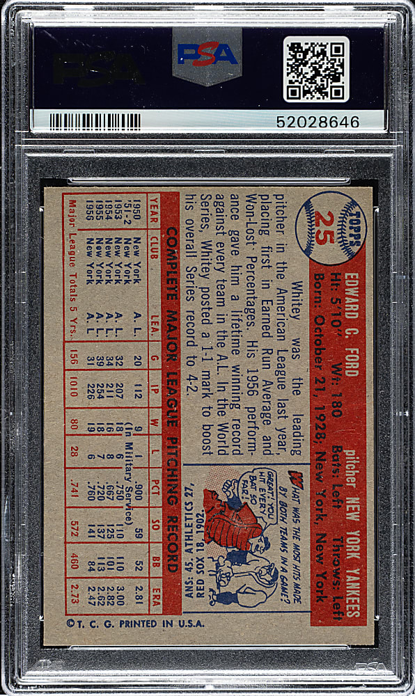 1957 Topps #25 Whitey Ford PSA NM 7