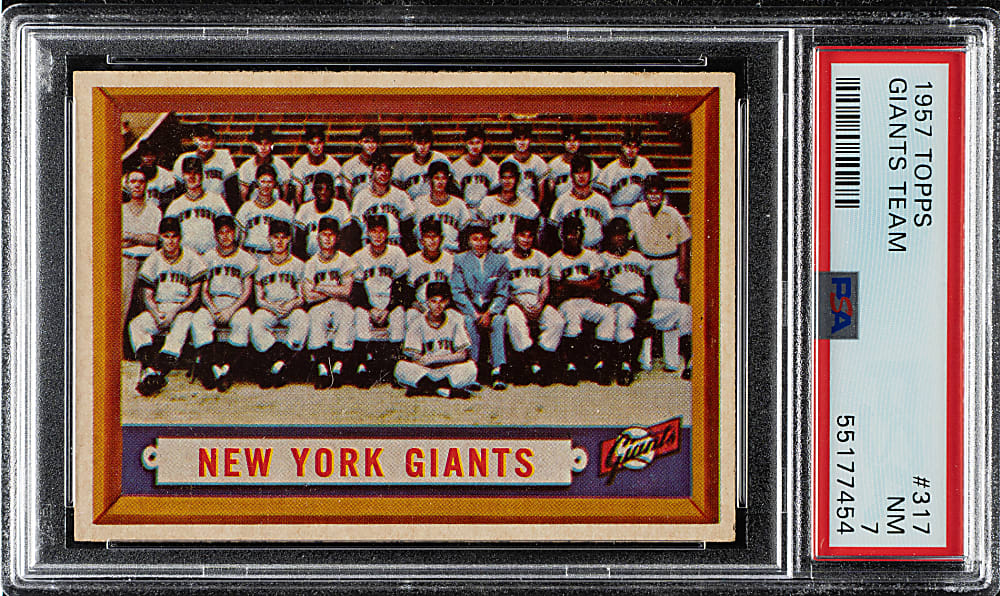 1957 Topps #317 New York Giants Team PSA NM 7