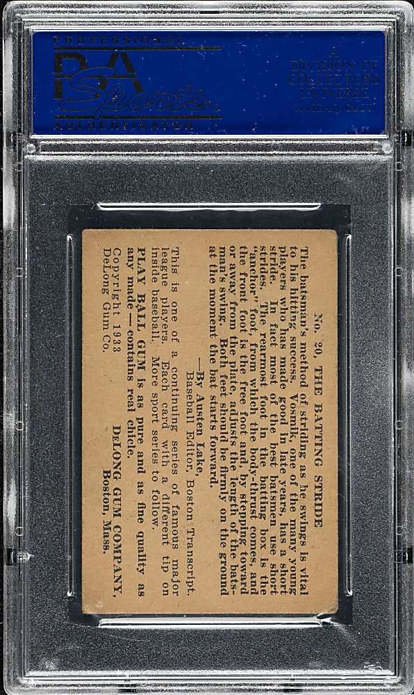 1933 R333 DeLong Gum #20 Joe Vosmik PSA GOOD 2