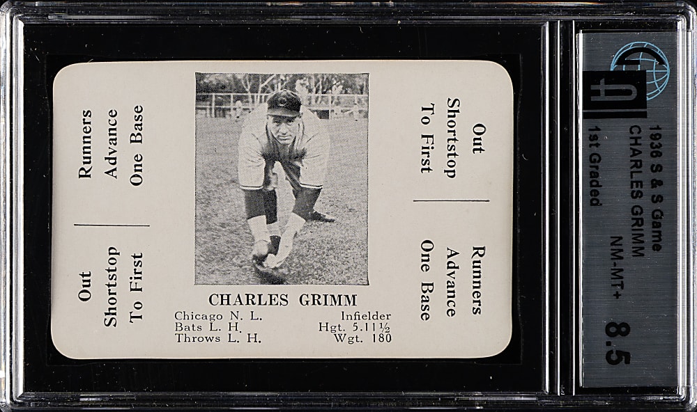 1936 S & S Game Card Charles Grimm GAI NM-MT+ 8.5