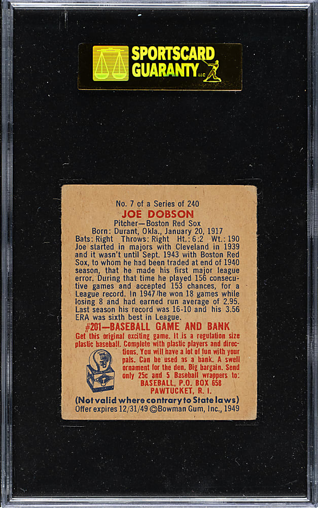 1949 Bowman #7 Joe Dobson SGC VG/EX 50