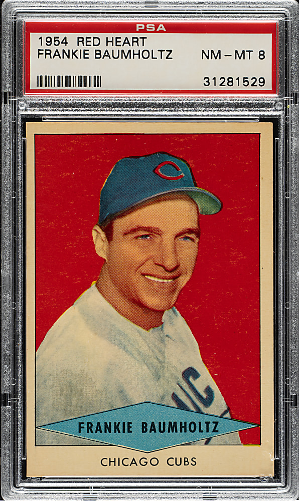 1954 Red Heart Dog Food Frankie Baumholtz PSA NM-MT 8