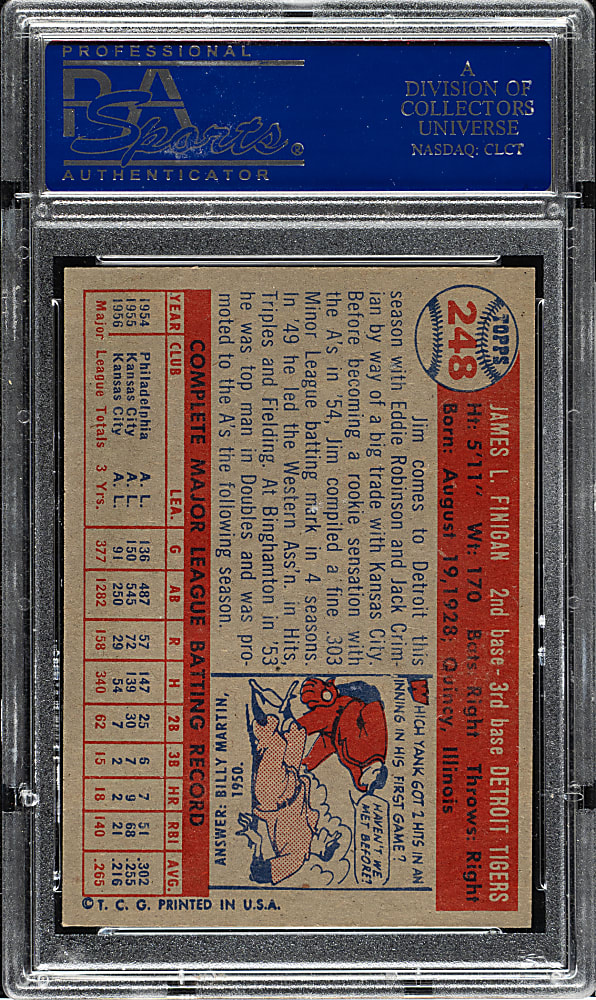 1957 Topps #248 Jim Finigan PSA NM-MT 8