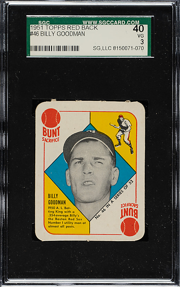 1951 Topps Red Back #46 Billy Goodman SGC VG 40