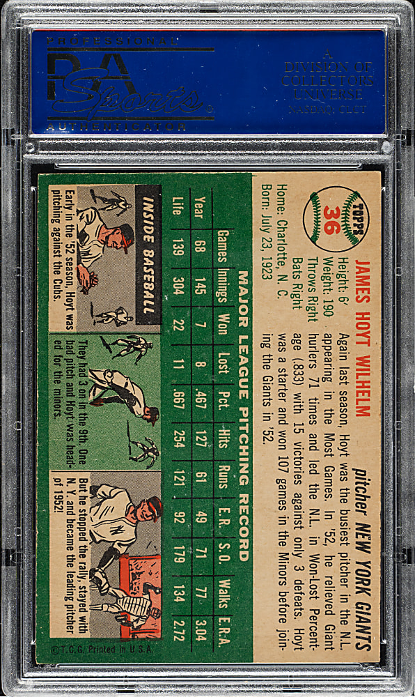 1954 Topps #36 Hoyt Wilhelm PSA NM-MT 8