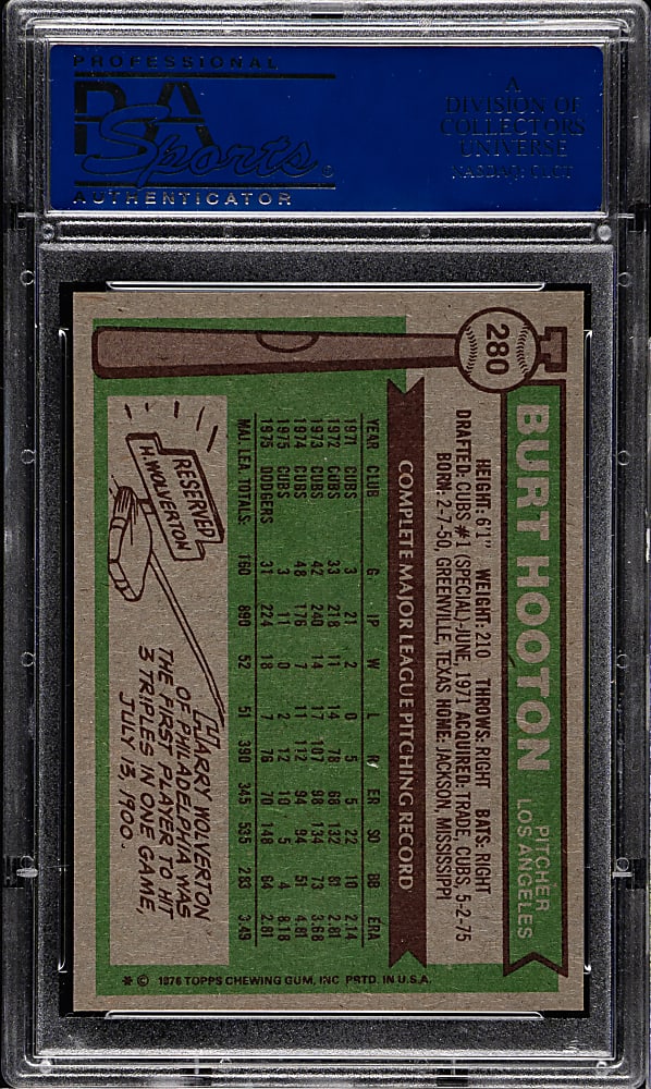 1976 Topps #280 Burt Hooton PSA MINT 9