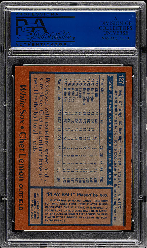 1978 Topps #127 Chet Lemon PSA MINT 9