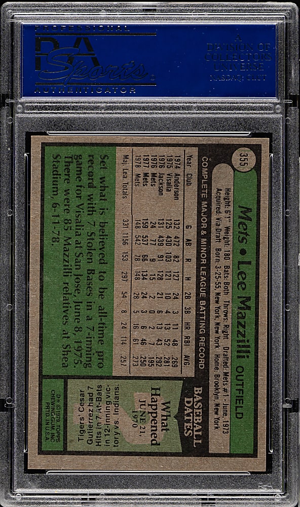 1979 Topps #355 Lee Mazzilli PSA GEM MINT 10