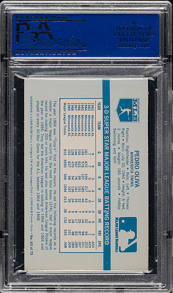 1970 Kellogg's #63 Tony Oliva PSA NM-MT 8