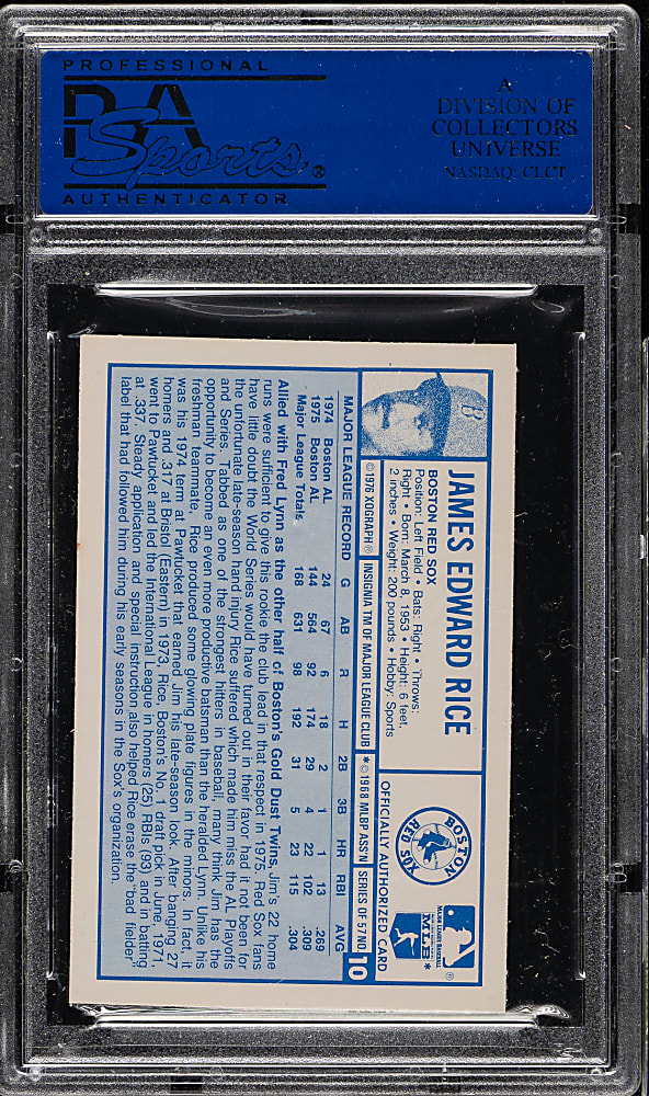 1976 Kellogg's #10 Jim Rice PSA MINT 9