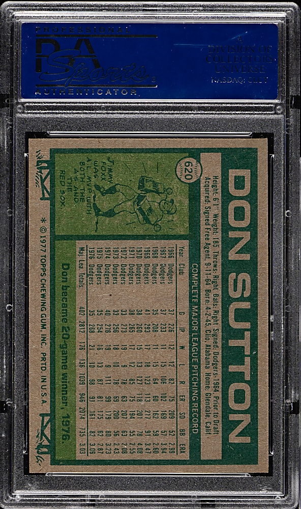 1977 Topps #620 Don Sutton PSA GEM MINT 10