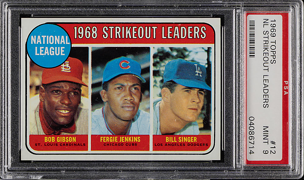 1969 Topps #12 NL Strikeout Leaders with Fergie Jenkins PSA MINT 9