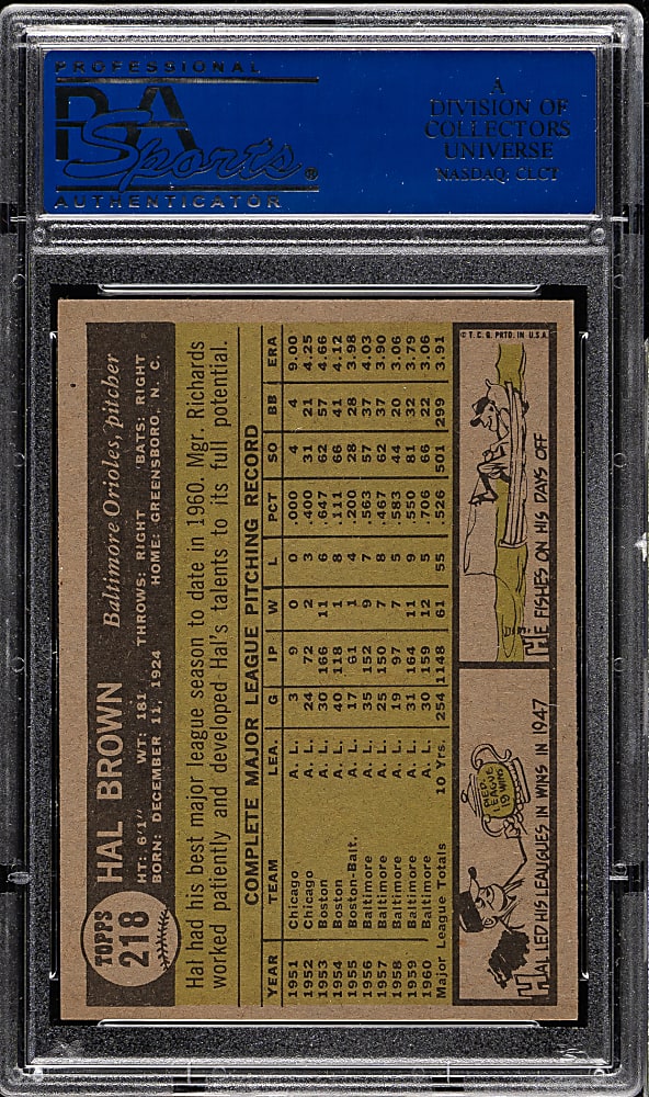 1961 Topps #218 Hal Brown PSA NM-MT 8