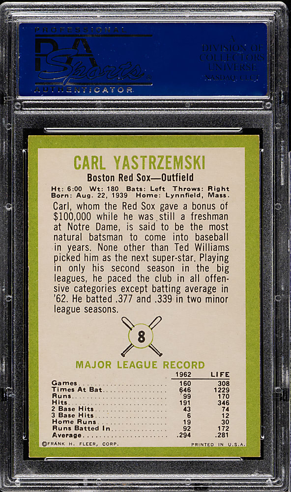 1963 Fleer #8 Carl Yastrzemski PSA MINT 9